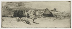 農家のある風景と塔のある家 農家と「塔のある家」のある風景 作： Rembrandt van Rijn