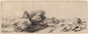 牛乳配達人のいる風景、c。 1650年。 作： Rembrandt van Rijn