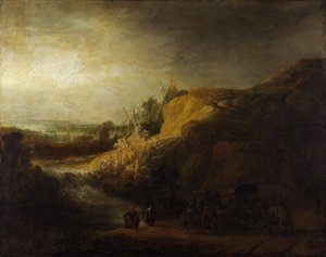 乙女のバプテスマのある風景 作： Rembrandt van Rijn