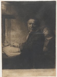 リーヴェン・ウィレムス・ファン・コッペノール、書道師：小判 作： Rembrandt van Rijn