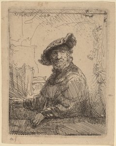 あずま屋の男 作： Rembrandt van Rijn