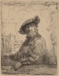 アーバーの男、1642年。 作： Rembrandt van Rijn