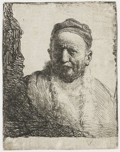 小帽をかぶった男性 作： Rembrandt van Rijn