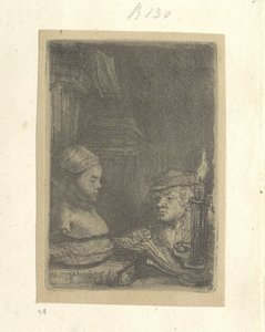 石膏模型を描く男性 Requeil de quatre-vingt-cinq estampes originales (シリーズタイトル) 作： Rembrandt van Rijn