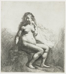 マウンドに裸の女性 作： Rembrandt van Rijn