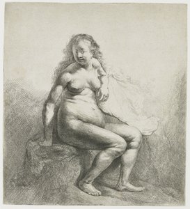 マウンドに裸の女性 作： Rembrandt van Rijn