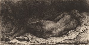 横たわるネグレス、1658年。 作： Rembrandt van Rijn