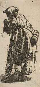 ひょうたんを持った年老いた物乞いの女性、カリフォルニア州。 1629年頃。 1629年。 作： Rembrandt van Rijn
