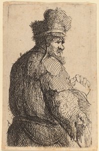 後ろから見た老人、右横顔 作： Rembrandt van Rijn