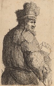 後ろから見た老人、右横顔、c. 1631年。 作： Rembrandt van Rijn