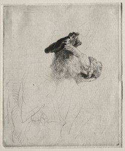 老人が彼の手で彼の目を遮光c。 1639。 作： Rembrandt van Rijn