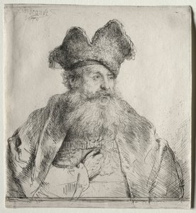 毛皮の帽子をかぶった老人、1640年。 作： Rembrandt van Rijn