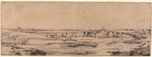 ブローメンダール近郊のパノラマ、ザクセンブルク農園（金細工師の畑）を望む 作： Rembrandt van Rijn