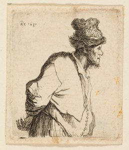 両手を後ろに組む農夫 作： Rembrandt van Rijn