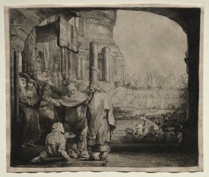 ピーターとジョンは、神殿の門で不自由を癒しました、1659年。 作： Rembrandt van Rijn