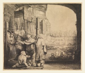 神殿の門にいるペトロとヨハネ 作： Rembrandt van Rijn