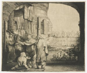 神殿の門で体の不自由な人を癒すペテロとヨハネ 作： Rembrandt van Rijn