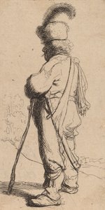 棒に寄りかかるポーランド人、c. 1632年。 作： Rembrandt van Rijn