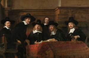 アムステルダムの布製ギルドの頭の肖像画。 1662年 作： Rembrandt van Rijn