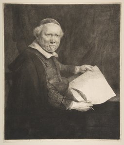 Lieven Willemsz van Coppenolの肖像、ライティングマスター、より大きな版、1658年。 作： Rembrandt van Rijn