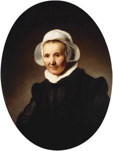 62歳の女性の肖像画、おそらくAeltje Pietersdr。ヨハネス・コルネリスの妻、ウイレンバーグ。シルヴィウス、黒い衣装を着たハーフレングス、1632 作： Rembrandt van Rijn