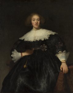 ファンを持つ若い女性の肖像、1633年。 作： Rembrandt van Rijn