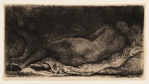 リクライニング女性ヌード 作： Rembrandt van Rijn