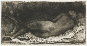 リクライニング女性ヌード 作： Rembrandt van Rijn