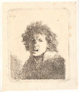 レンブラントは裸になって口を開いて、まるで叫ぶかのように：バスト 作： Rembrandt van Rijn