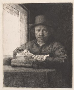 窓辺に描くレンブラント 作： Rembrandt van Rijn