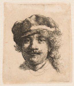 柔らかい帽子をかぶったレンブラント：正面：頭部のみ 作： Rembrandt van Rijn