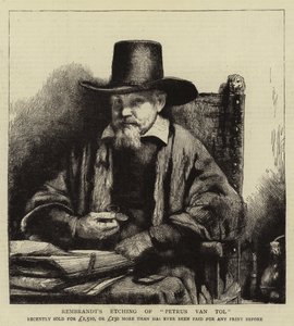 レンブラントのエッチングまたはペトルスヴァントール 作： Rembrandt van Rijn