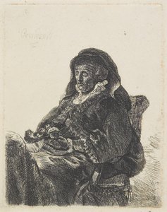 未亡人のドレスと黒い手袋をしたレンブラントの母、1632年から35年頃 作： Rembrandt van Rijn