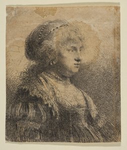 彼女の髪に真珠をつけたサスキア、1634年。 作： Rembrandt van Rijn