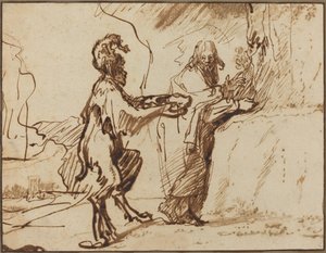 サタンは石をパンに変えるようキリストを誘惑する 作： Rembrandt van Rijn