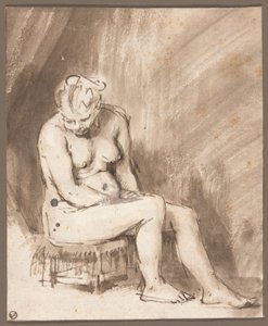 座った女性のヌード 作： Rembrandt van Rijn