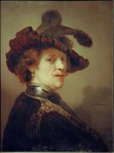 羽の帽子をかぶった自画像 作： Rembrandt van Rijn