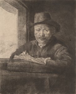 窓際の自画像、1648年。 作： Rembrandt van Rijn