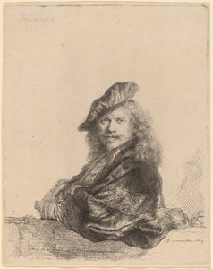 石敷居に寄りかかる自画像 作： Rembrandt van Rijn