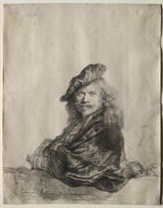 石敷居に寄りかかる自画像 作： Rembrandt van Rijn