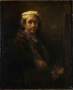 イーゼルでの自画像 イーゼルでの芸術家の肖像、1660 年。 作： Rembrandt van Rijn