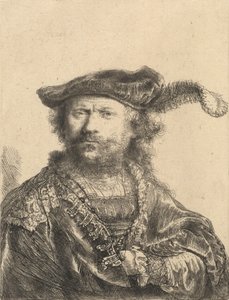 プルームのあるベルベットの帽子をかぶった自画像、1638年。
