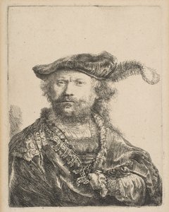 プルーム付きベルベットキャップの自画像、1638年。