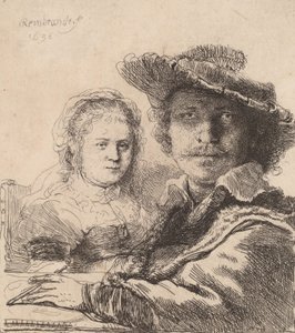 サスキアとの自画像、1636年。 作： Rembrandt van Rijn
