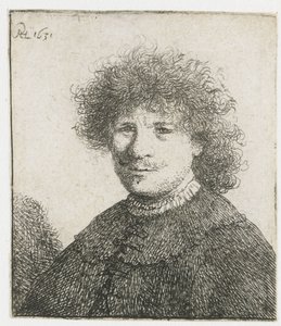 襟が垂れたマントの自画像：バスト 作： Rembrandt van Rijn