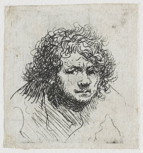 前かがみの自画像：バスト 作： Rembrandt van Rijn
