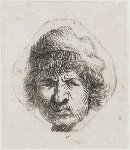 しかめっ面の自画像、1631年頃。 作： Rembrandt van Rijn