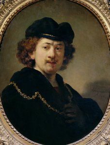 帽子と金の鎖を持つ自画像、1633 作： Rembrandt van Rijn