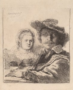 サスキアとの自画像、1636 作： Rembrandt van Rijn