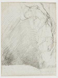 研究画の1枚。病に伏してベッドに横たわる女性が描かれている 作： Rembrandt van Rijn